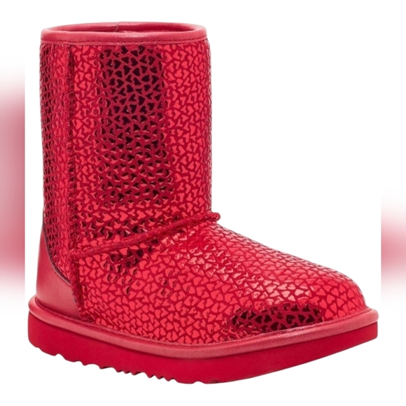 NWOB Ugg Girls Gel Hearts Boots Metallic Red  Size Youth/Womens 5 - Picture 2 of 6